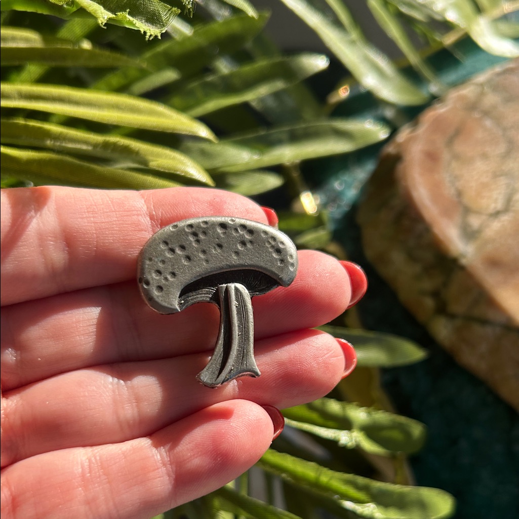 Vintage 70’s Pewter Mushroom Brooch